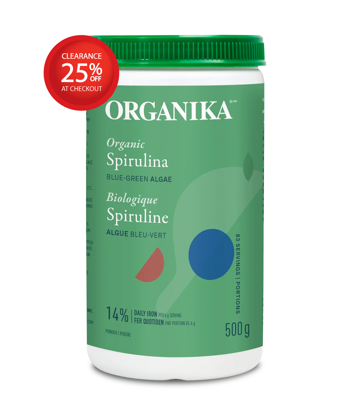 Organika 天然有机螺旋藻粉, 500克