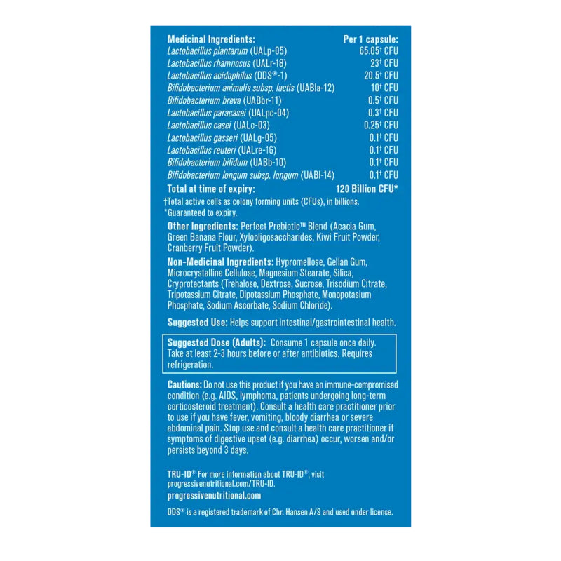 Progressive Perfect Probiotic 120 Billion 30 Veggie Caps - Gluten Free, Vegan, Helps with Digestive Health