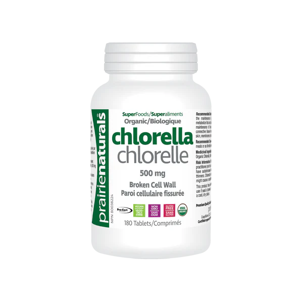 Prairie Naturals Organic & Fair Trade Chlorella 500mg 180 tablets
