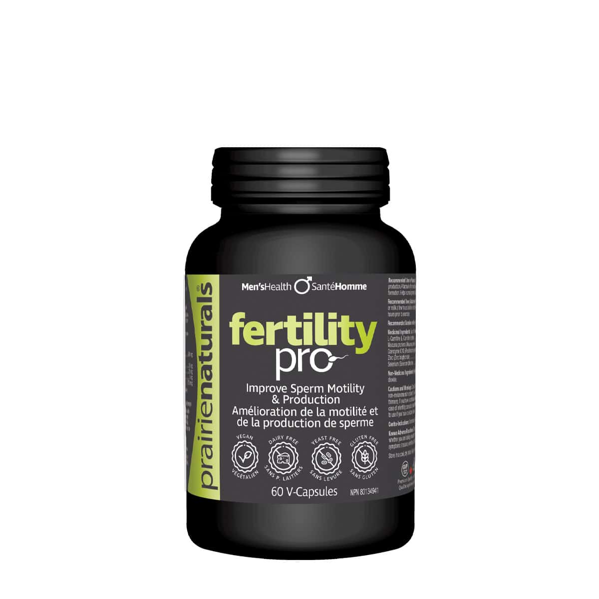 Prairie Naturals fertility pro 60 v-caps white background