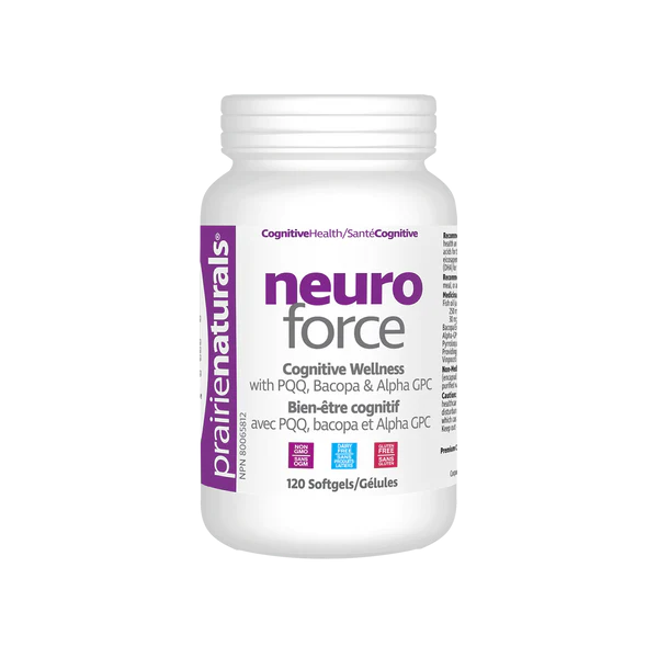 Neuro Force supplement bottle on a white background Prairie Naturals sold by Natural Vitamin Direct Inc