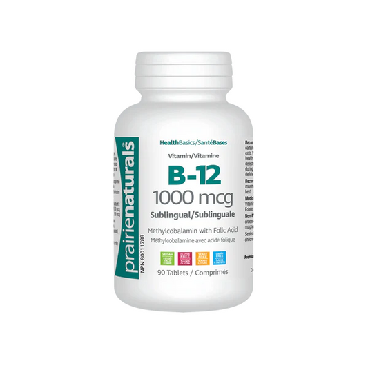 Prairie Naturals Sublingual B12 Vitamin – 1000mcg 90 tablets