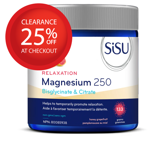 【clearance】SISU Magnesium 250 mg Relaxation Blend, Honey Grapefruit, 133g EXP:01/2026