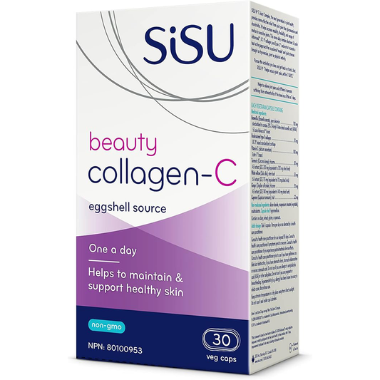 Sisu beauty collagen-C supplement box on a white background