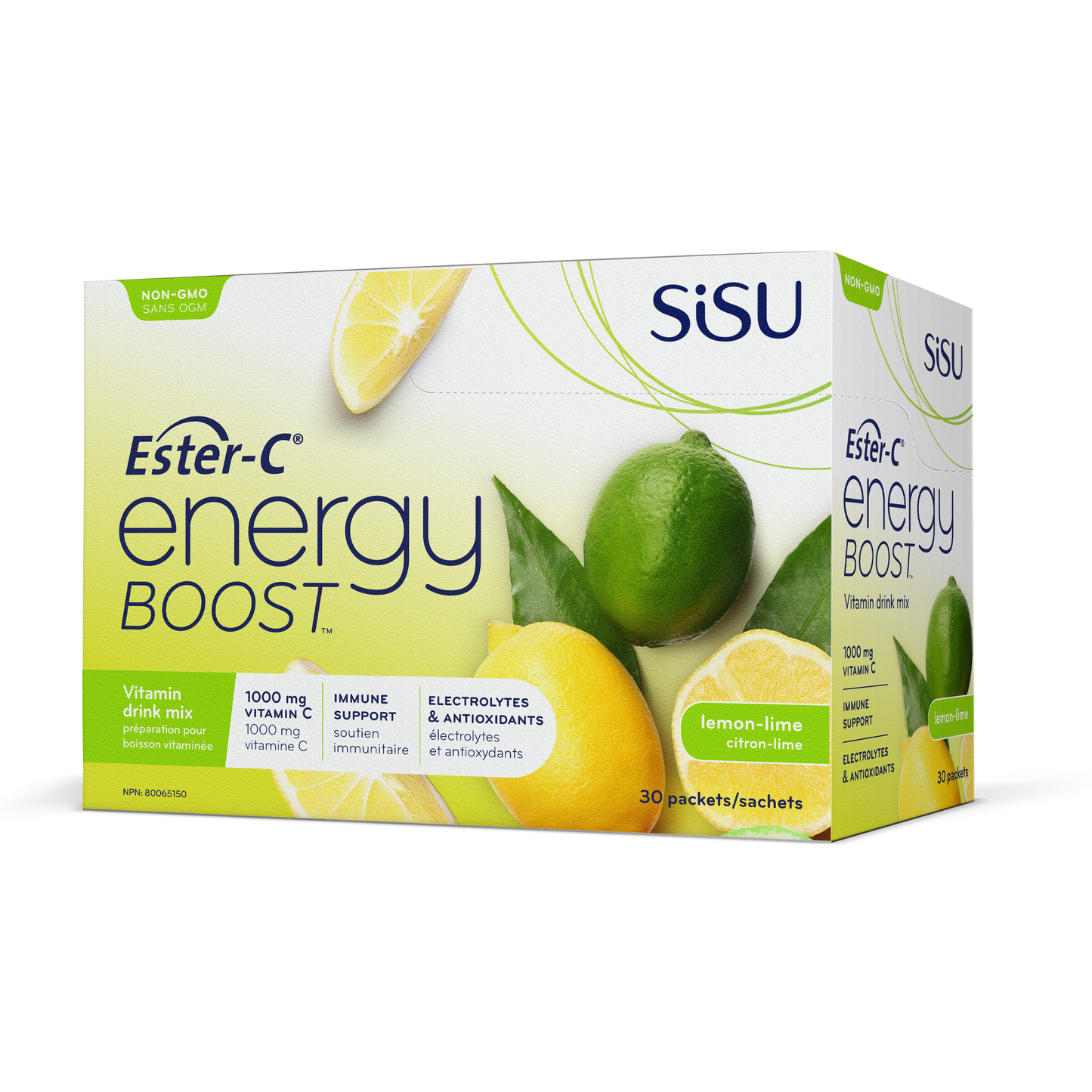 Sisu Ester-C Energy Boost, Lemon-Lime Flavour, 30 packets