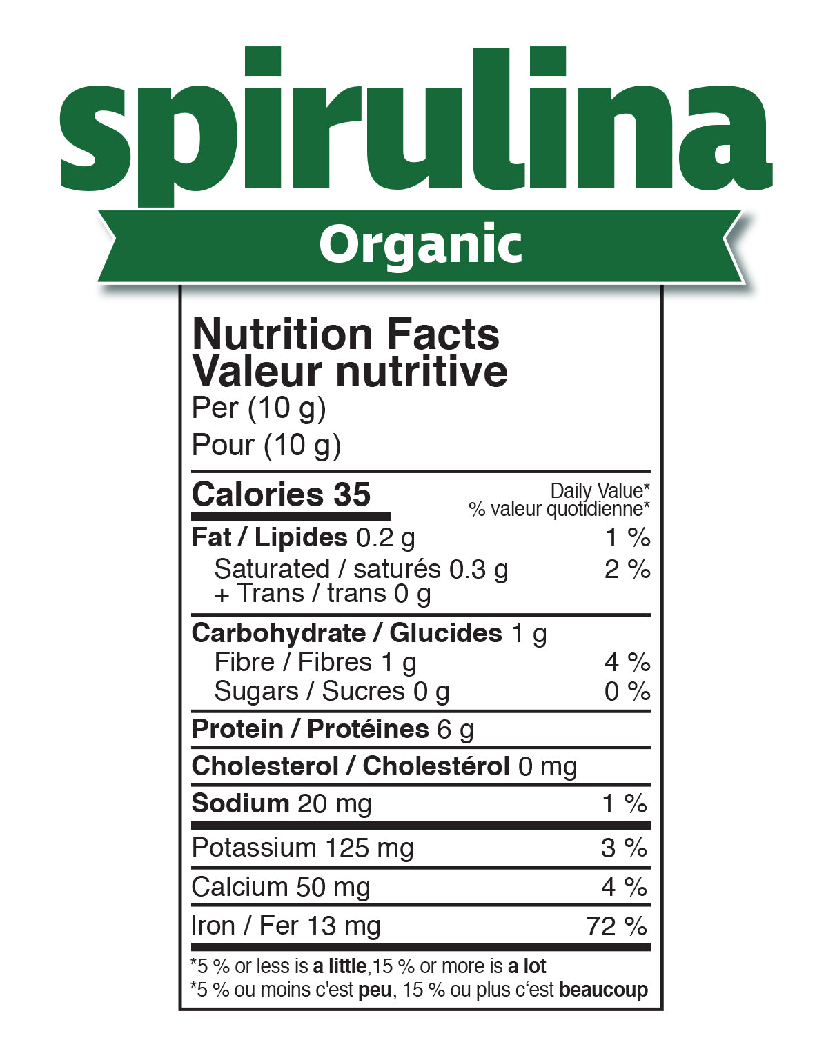 Prairie Naturals Organic Spirulina 500mg tablets nutrition facts