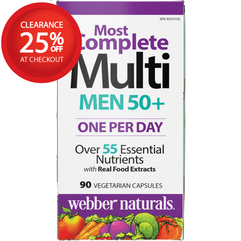 【clearance】Webber Naturals  Men's 50+ Most Complete Multi 90 Vegetarian Capsules [Exp SE2026]