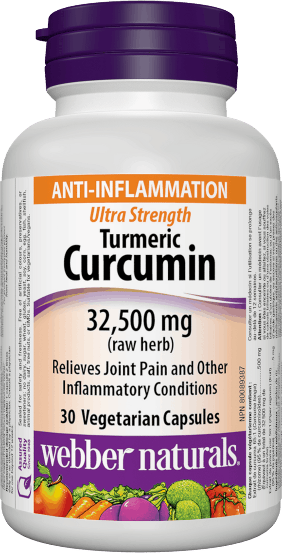 【clearance】Webber Naturals Turmeric Curcumin 32,500 mg 30 Vegetarian Capsules EXP：08/2027