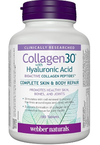 【清倉特價】Webber Naturals Collagen30 美容生物活性膠原蛋白肽（含透明質酸），180 片 有效期至2027年5月