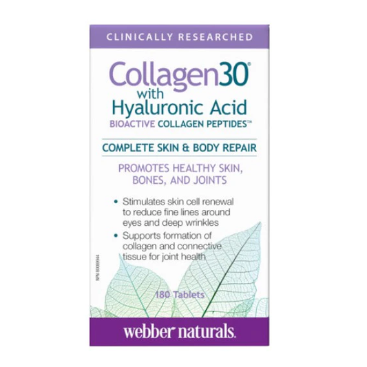 Webber Naturals Collagen30 美容生物活性膠原蛋白肽（含透明質酸），180 片