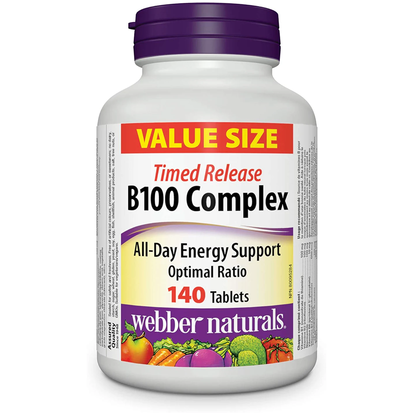 B100 Complex supplement bottle with 'Value Size' label on a white background natvd.com