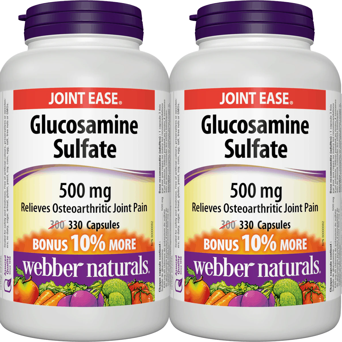 2x Webber Naturals Glucosamine Sulfate 500mg 330 Caps Bonus Bundle