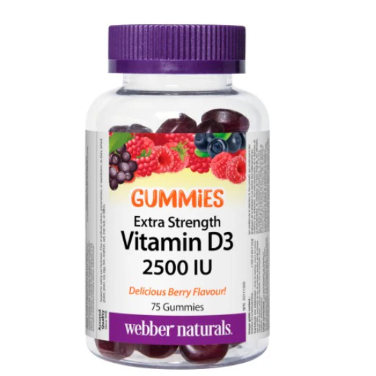 Webber Naturals Vitamin D3 Extra Strength 2500IU, 75 Gummies