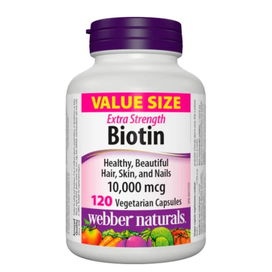Webber Naturals 超強生物素 10,000 微克，120 粒素食膠囊