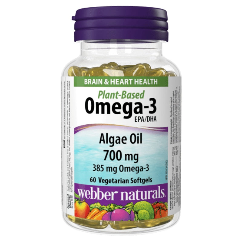 Webber Naturals 700毫克海藻Omega-3植物性，60粒素食软胶囊