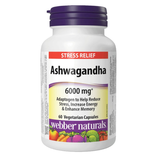 Webber Naturals 南非醉茄，6000毫克，60粒素食膠囊 增強記憶力、緩解焦慮和促進睡眠