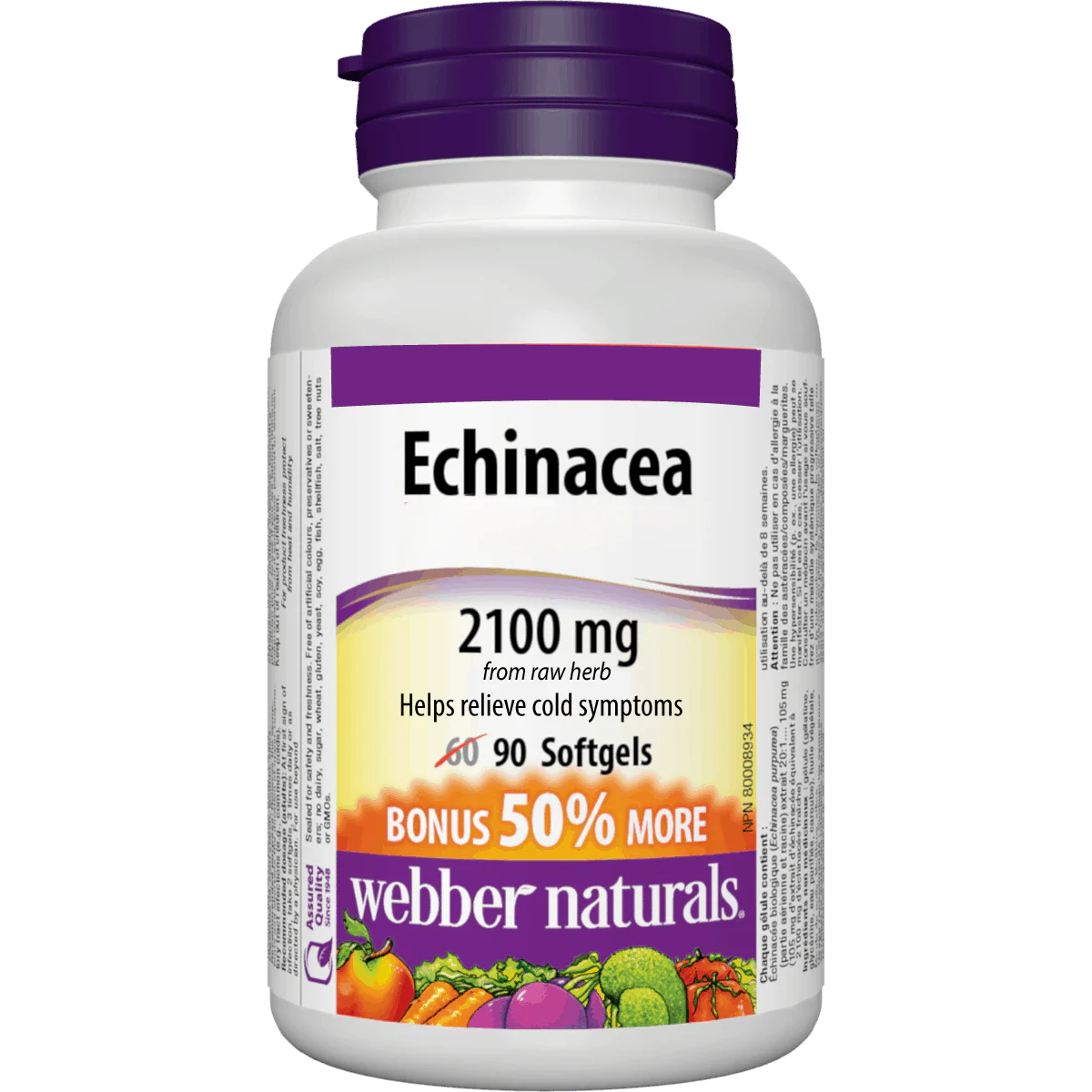Webber Naturals Echinacea supplement bottle on a white background