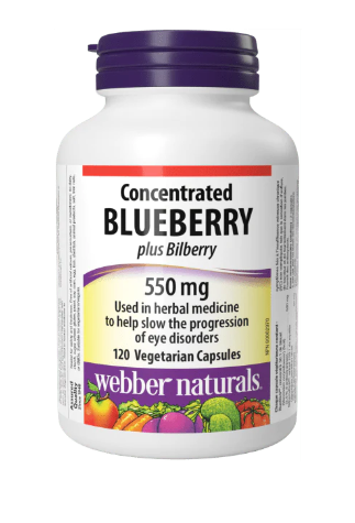 Webber Naturals Blueberry Plus 500mg/50mg with Bilberry 120 v-caps