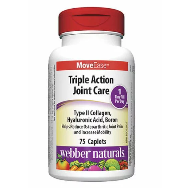 Webber Naturals MoveEase Triple Action Joint Care supplement bottle on a white background