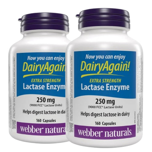 【优惠组合】2x Webber Naturals 乳糖分解酵素(9000FCC), 160 粒胶囊