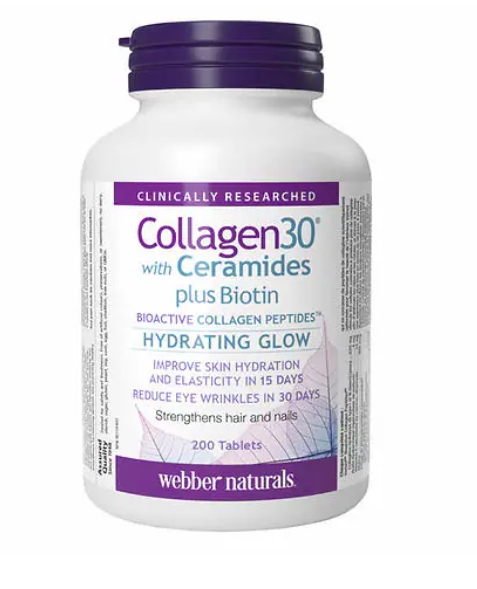 Webber Naturals Collagen30 with Ceramides Plus Biotin 200 Tablets Canadian label