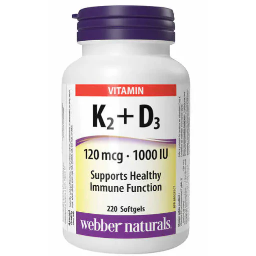 Webber Naturals 生物活性維生素 K2+D3 120 微克鱷1000 IU - 220 粒軟膠囊