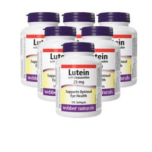 6 x Webber Naturals Lutein Extra Strength, 25mg w/ 5 mg Zeaxanthin, 175 SG Bundle