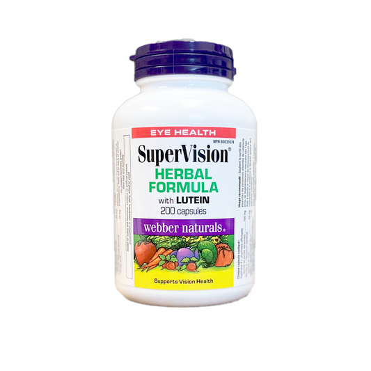 Webber Naturals Supervision Herbal Formula with Lutein supplement bottle on a white background 200 capsules available online at natvd.com trusted disributor