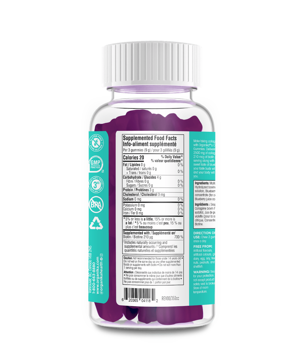 Organika Collagen Gummies with Biotin 90's