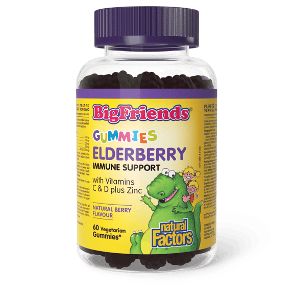 Natural Factors Elderberry Gummies with Vitamins C & D plus Zinc, 60 Vgummies
