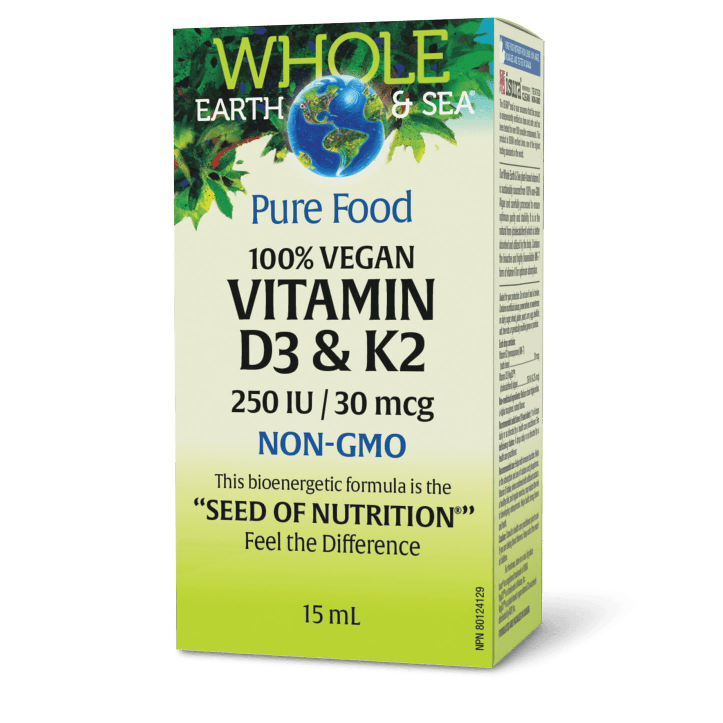 Natural Factors Whole Earth & Sea 100% Vegan Vitamin D3 & K2, 15 ml