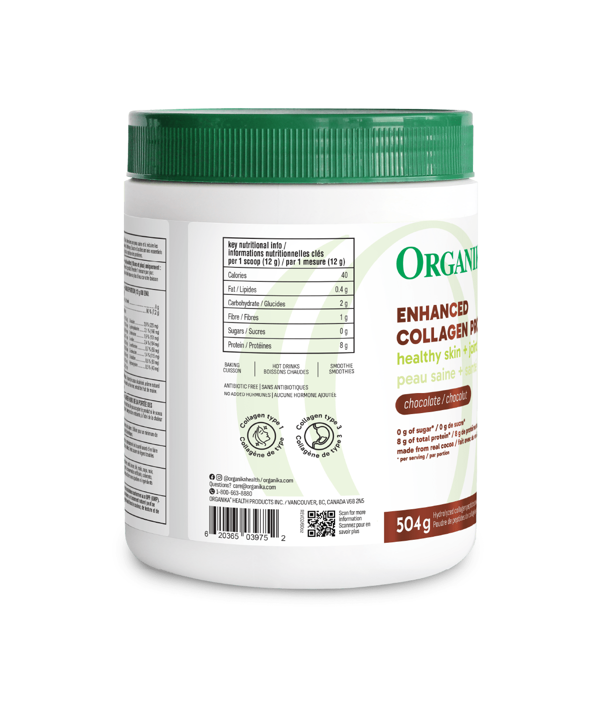 [優惠組合] 6瓶x Organika 巧克力增強膠原蛋白 504g