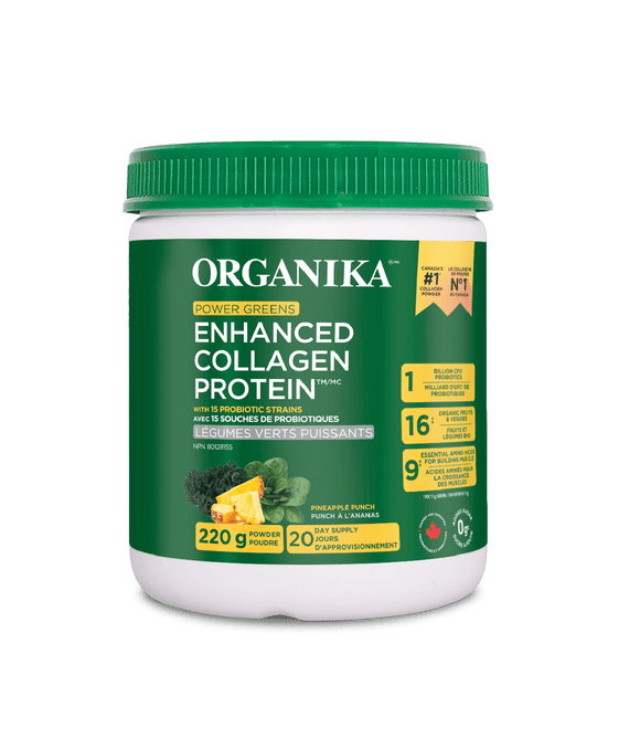 Organika Enhanced Collagen Protein Power Greens with Probiotics, 220g