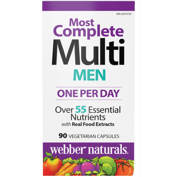 Webber Naturals  Men's Most Complete Multi 90 Vegetarian Capsules Canadian label version