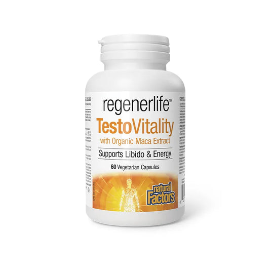 Regenerlife TestoVitality supplement bottle on a white background