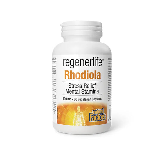 Regenerlife Rhodiola supplement bottle on a white background