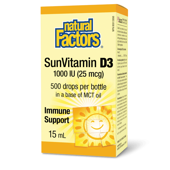 然自自然  Natural Factors SunVitamin D3 Drops 1000 IU Canadian label of ddrops
