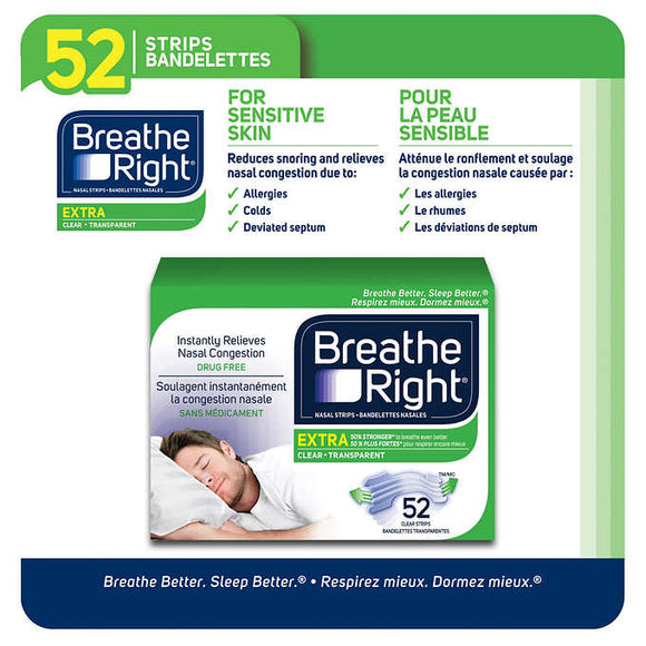 Breathe Right Extra Nasal Strips, 52 Strips