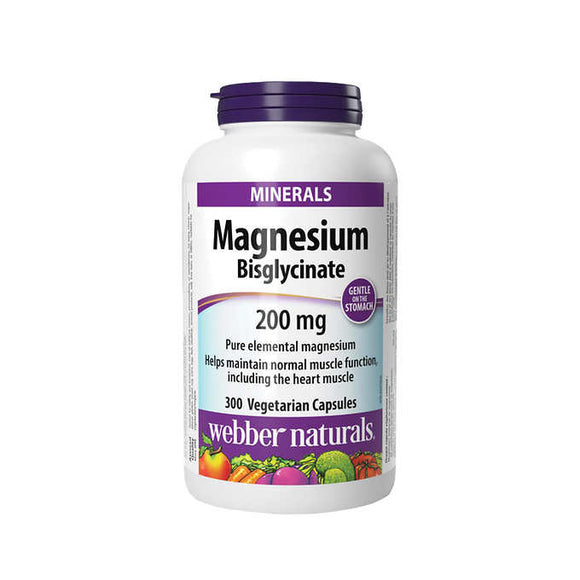 Webber Naturals Magnesium Bisglycinate 200mg, 300 V caps