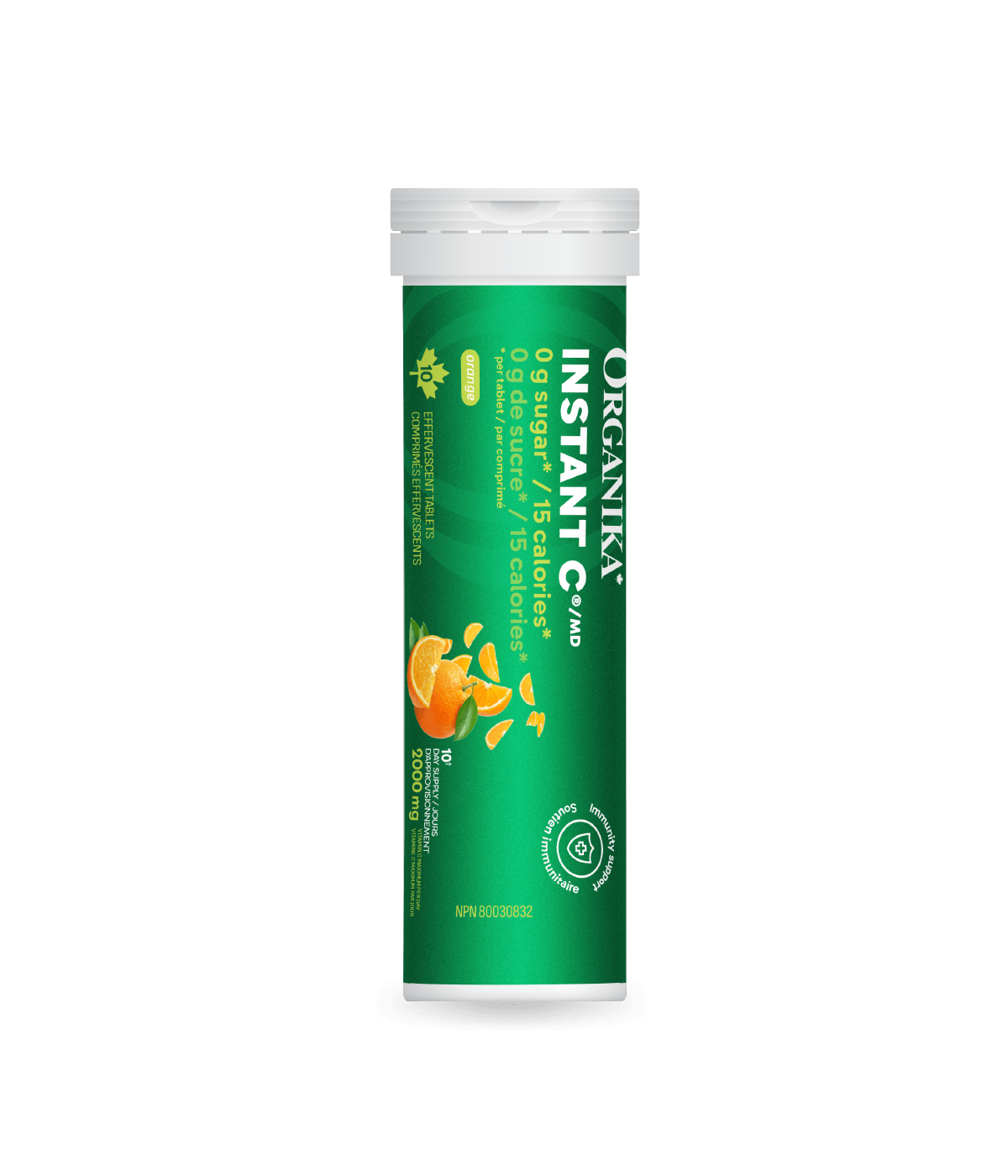 Organika 维生素C 泡腾片-天然橙味 1000 毫克，10 片 x 8 管