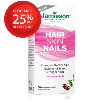 【清仓特价】Jamieson頭發，皮膚，指甲生物素，天然櫻桃口味，60片 有效期2026年五月