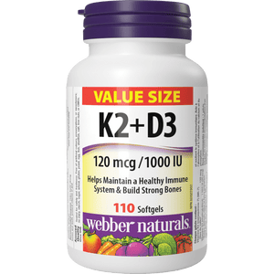Webber Naturals Vitamin K2 + D3 120 mcg/1000 IU, 110 softgels