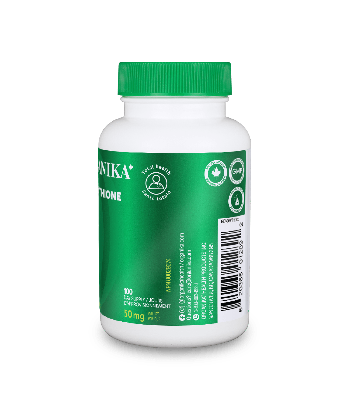 Organika 左旋谷胱甘肽, 50毫克, 100粒膠囊
