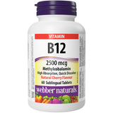 Webber Naturals Vitamin B12 Methylcobalamin 2500 mcg, 60 Sublingual Tablets