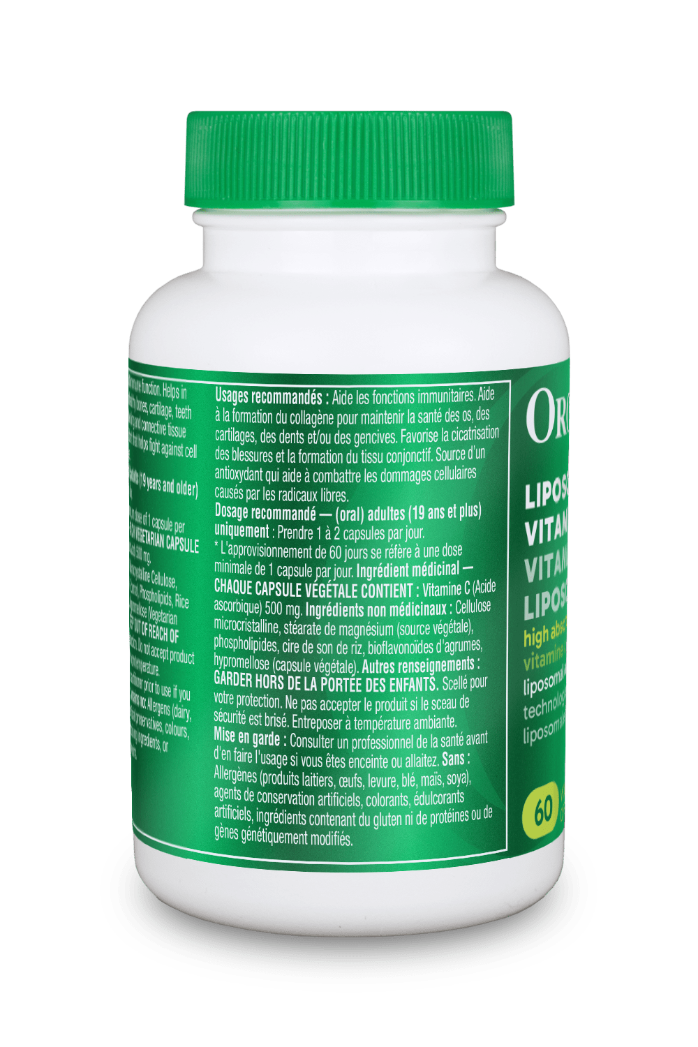 Organika  Liposomal Vitamin C 500mg 60 Vegetarian Capsules