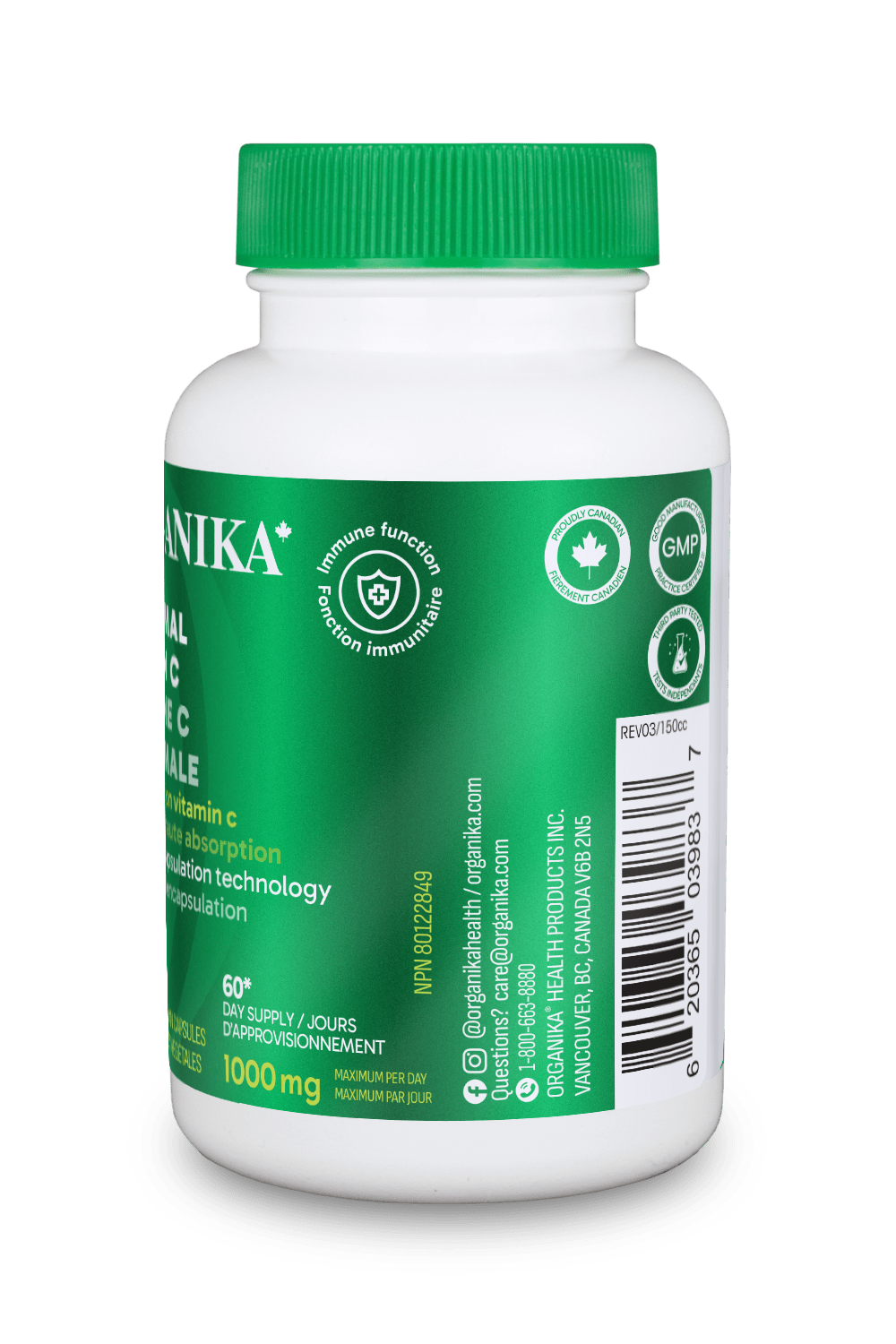 Organika  Liposomal Vitamin C 500mg 60 Vegetarian Capsules
