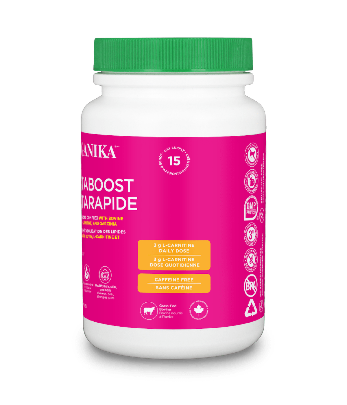 Organika Metaboost 120 capsules canadian label version sold on natvd.com additional information