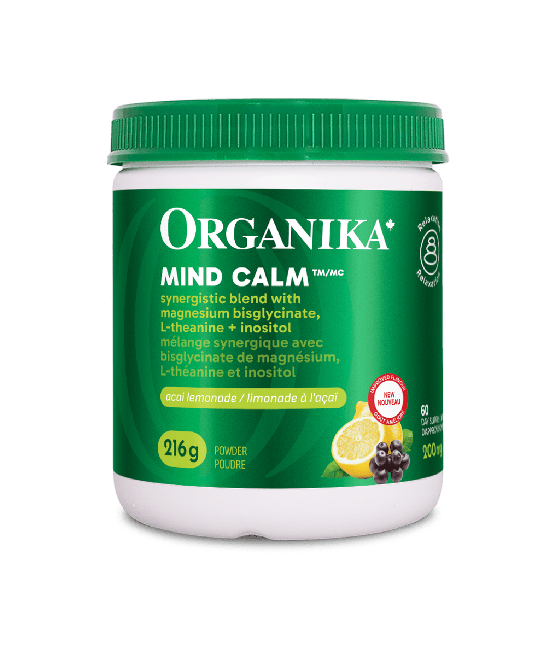 6x Organika Mind Calm Powder with Magnesium Bisglycinate & L-Theanine 216 g Bundle