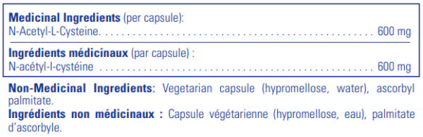 Pure Encapsulations N-乙酰半胱氨酸膠囊 600毫克/180粒 促生谷胱甘肽 促進肺部及呼吸道健康