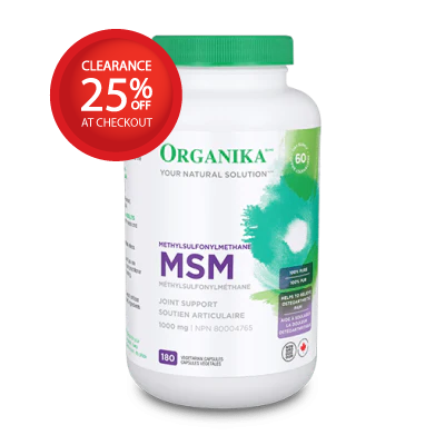 【clearance】Organika MSM (Methyl-Sulfonyl-Methane) 1000 mg 180 vegetarian capsules EXP APR 2026